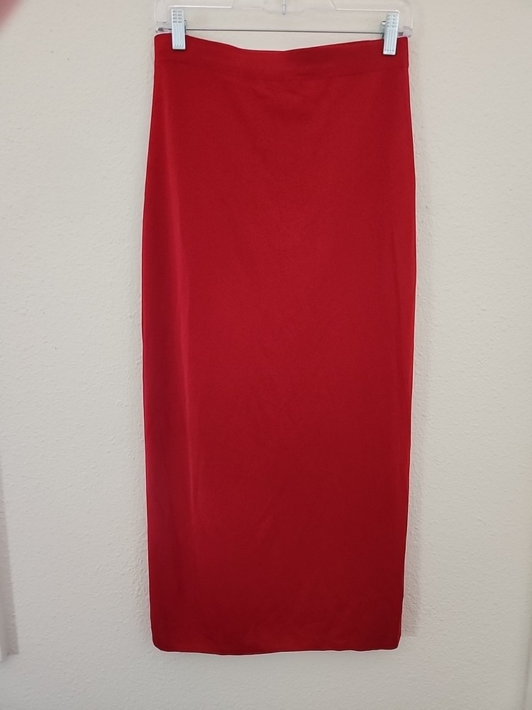 Womens Exclusively Misook Red Long Skirt With Slit Sz 2