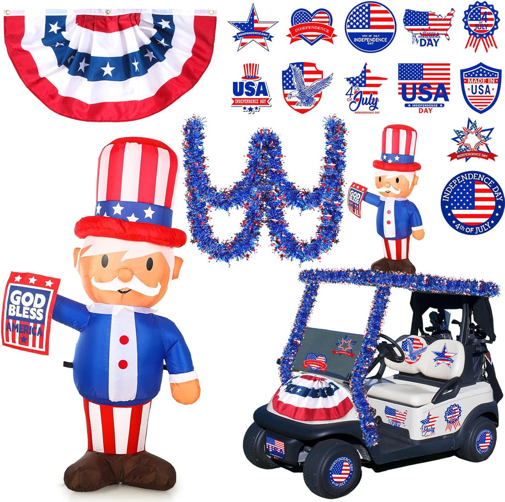 20 Pcs 4Th of July Golf Cart Decoration Kit Patriotic Blow up Inflatable for Gol
