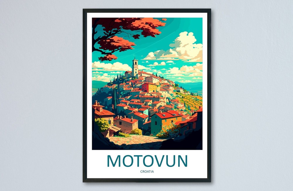 Motovun Travel Print Wall Art Hanging Minimalist Home Décor Gift Idea