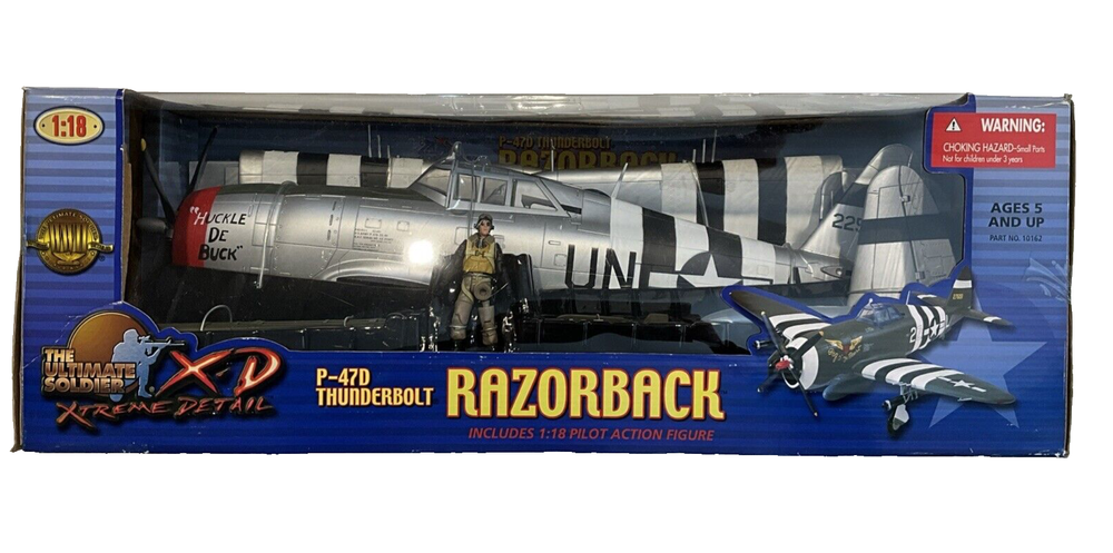 The Ultimate Soldier 1:18 P-47 Thunderbolt NIB 2003 Named Huckle De Buck D-Day