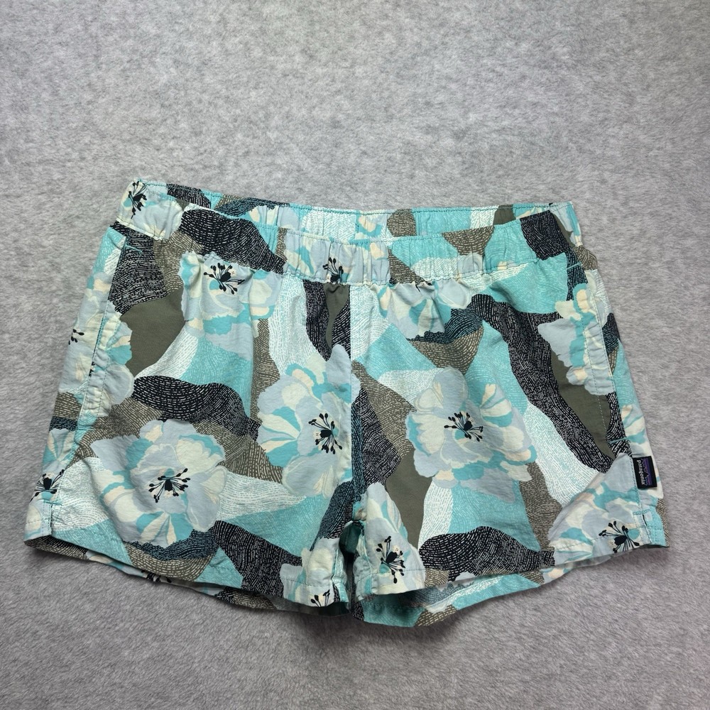 Patagonia Barely Baggies Shorts Women Medium Blue Floral 2.5