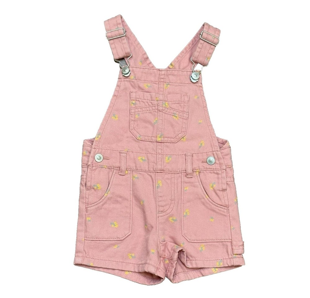 Toddler Girl 2T Denim Shortall Overall Peach Floral Shortall Wonder Nation
