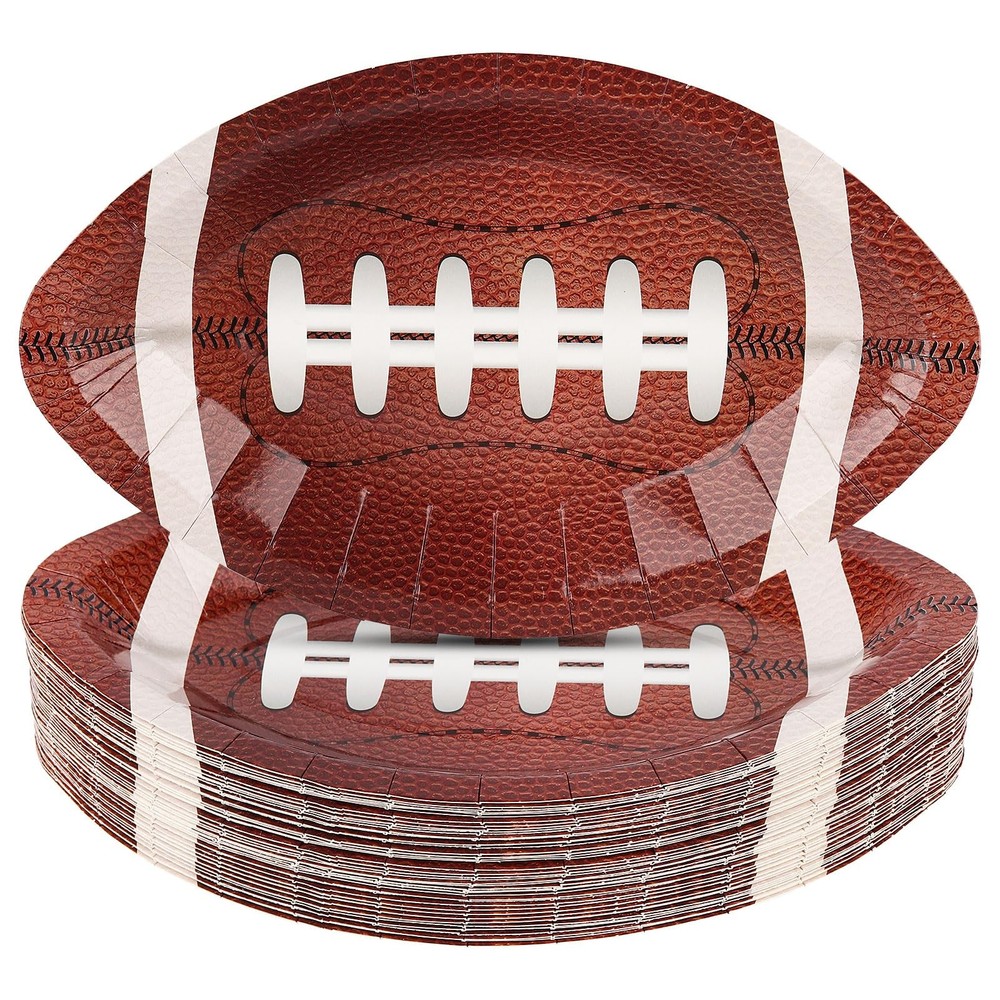 50PCS Football Party Paper Plates, Disposable Football Shaped Plates, Perfect...