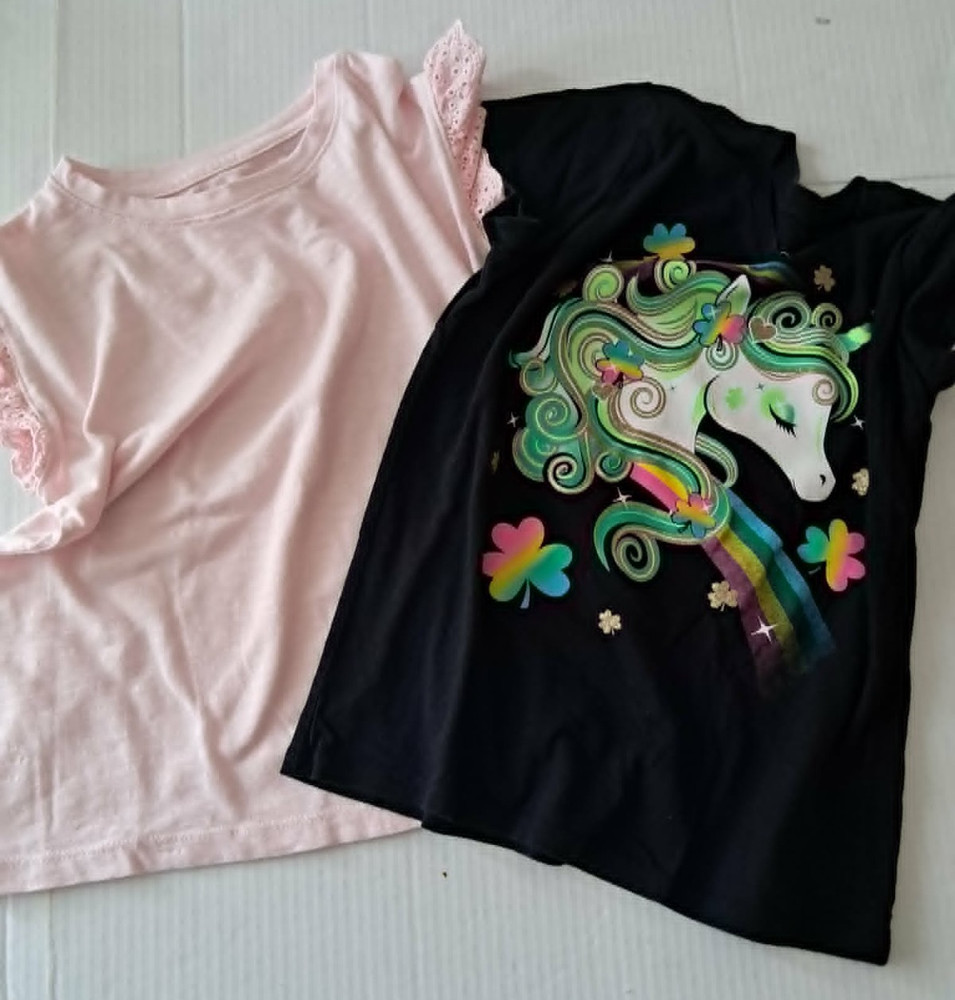 2Pcs Girls’ T-Shirt Set Cat & Jack Pink/The Children’s Place Black Graphic 6/7