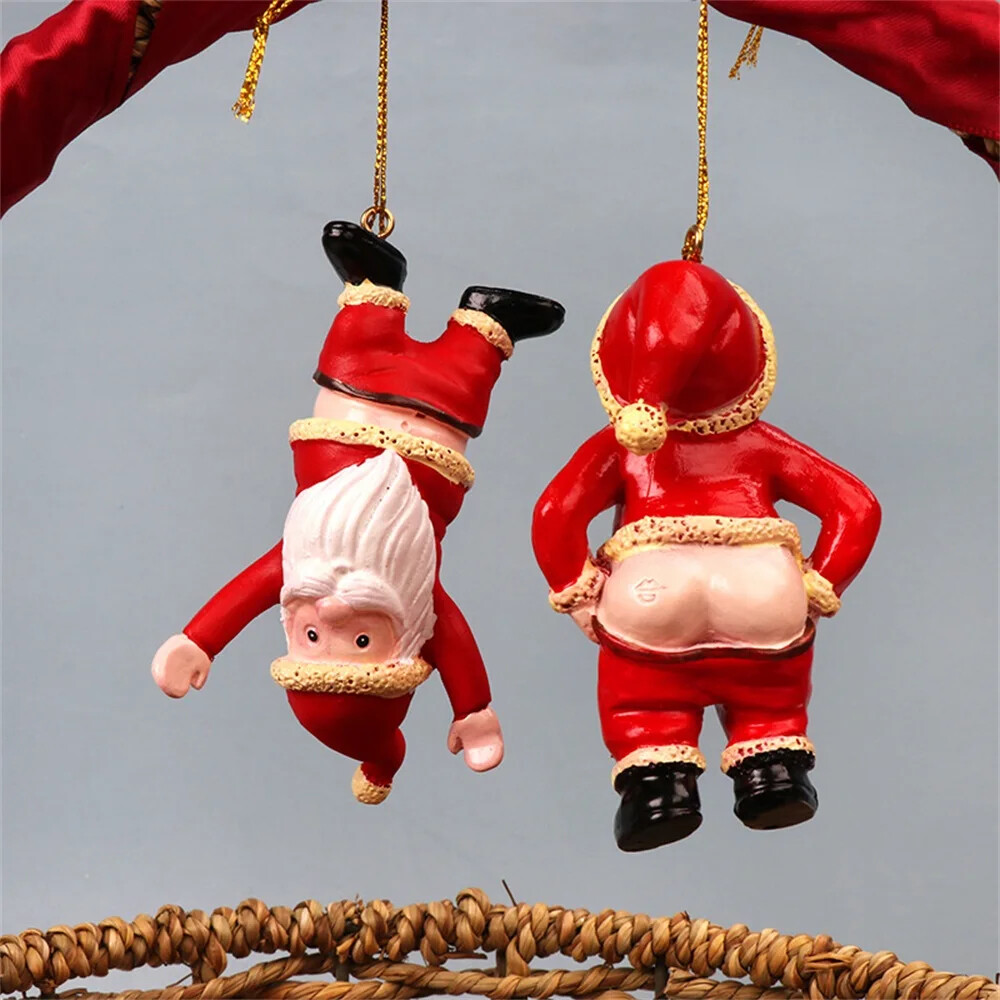 Resin Santa Bare Butt Christmas Tree Ornament Pendant  