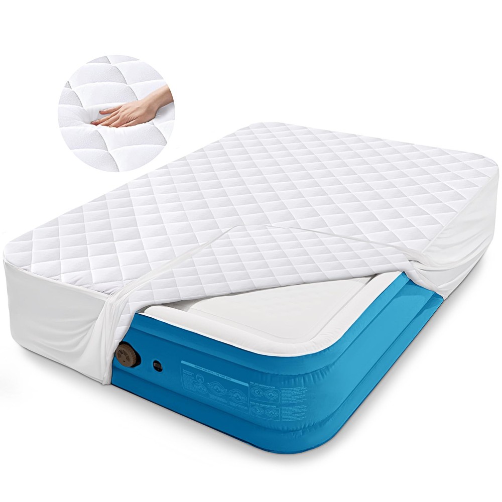 Queen Mattress Pad with Adjustable Straps & Deep Pocket for Secure Fit
