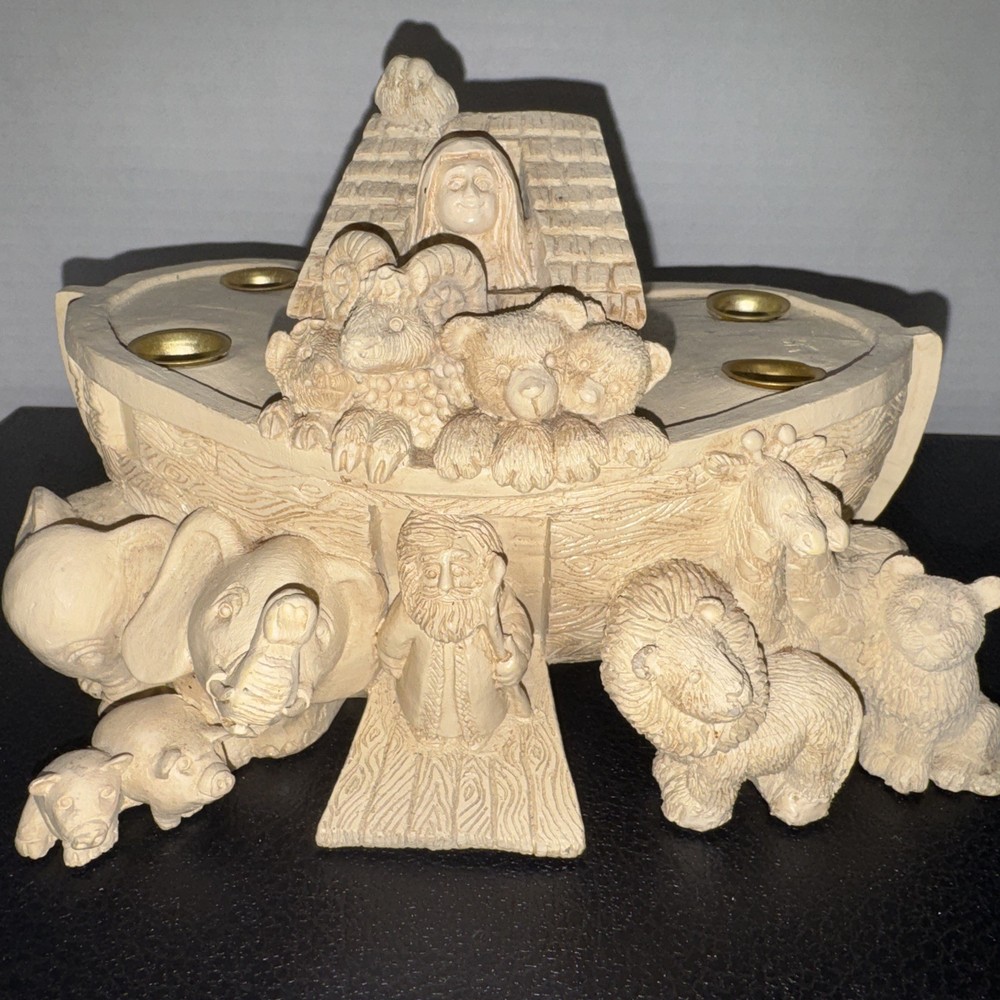 Noah's Ark Resin 4 Taper Candle Holder By Abbey Press Holy Bible