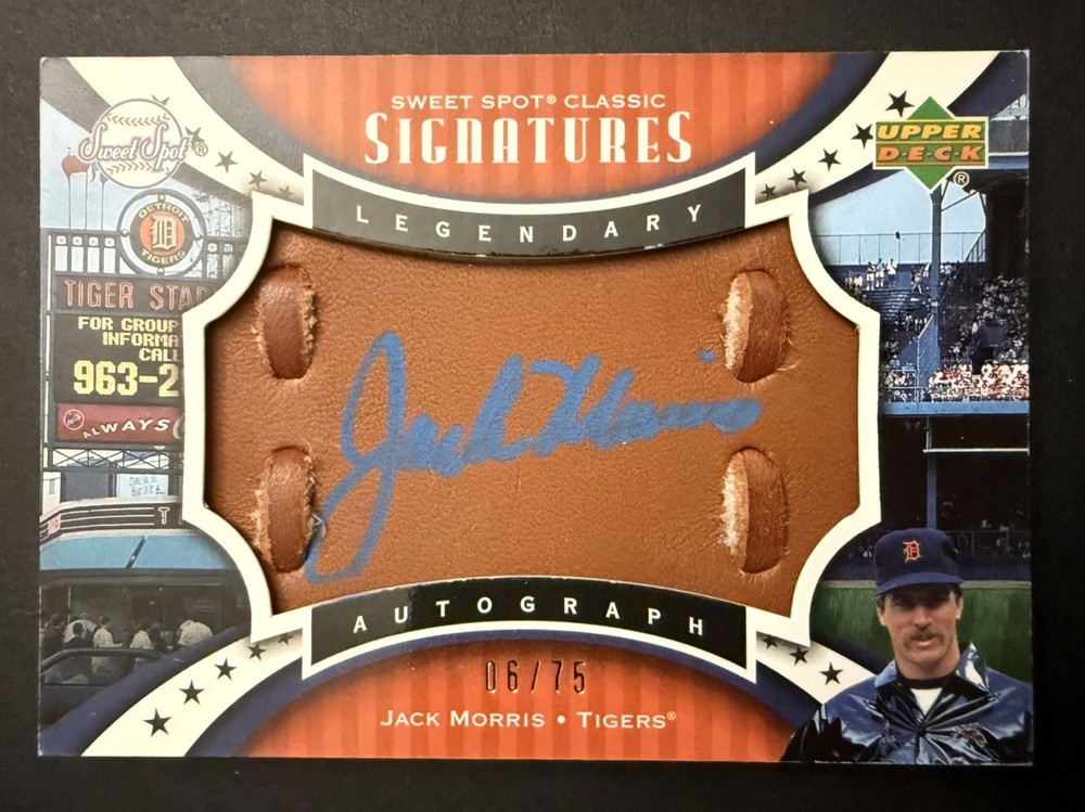 2007 Sweet Spot Classic Signatures Jack Morris Auto Leather Blue Ink 6/75 SPS-MO