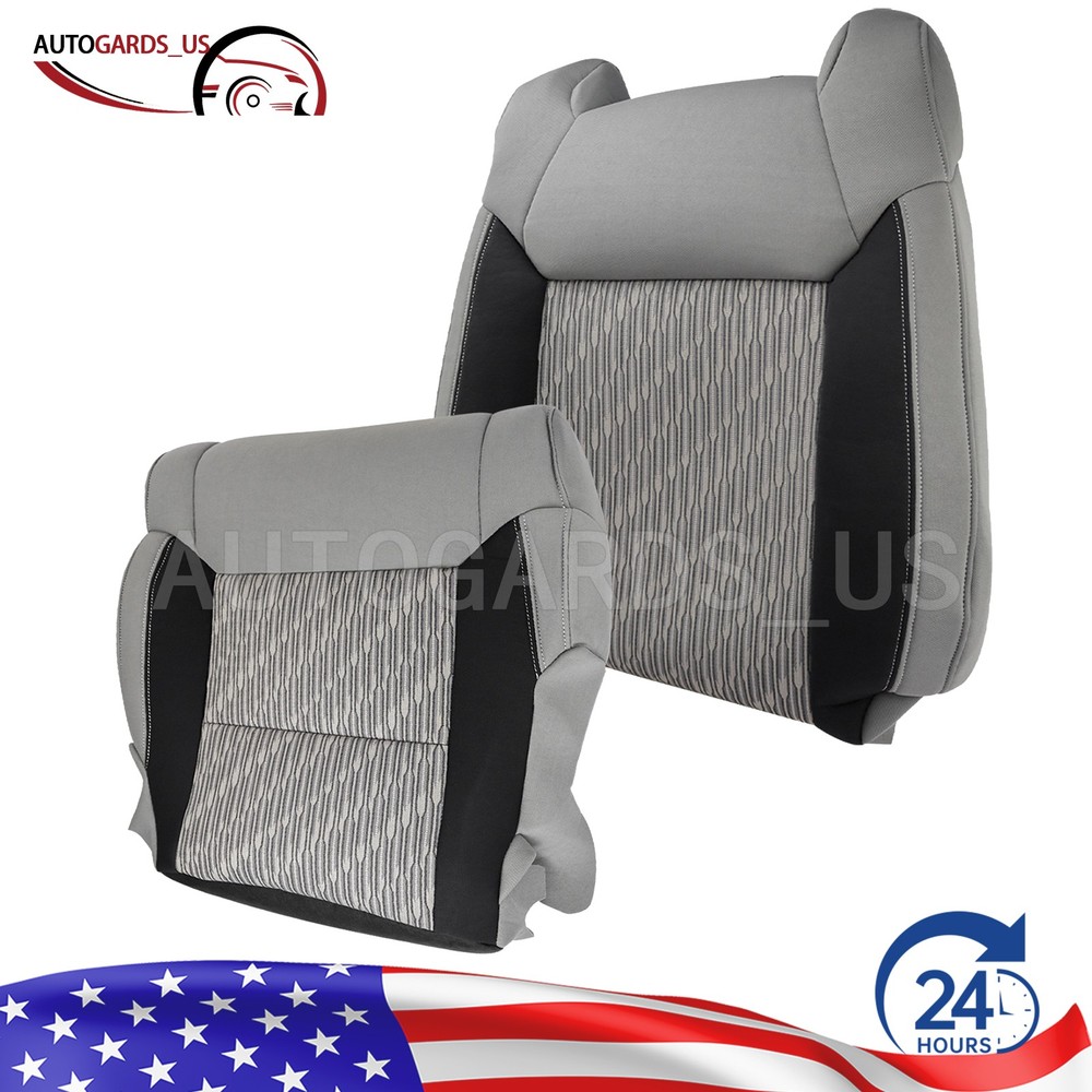2014 to 2021 Fits Toyota Tundra Front Driver Bottom & Top Cloth Seat Cover Gray