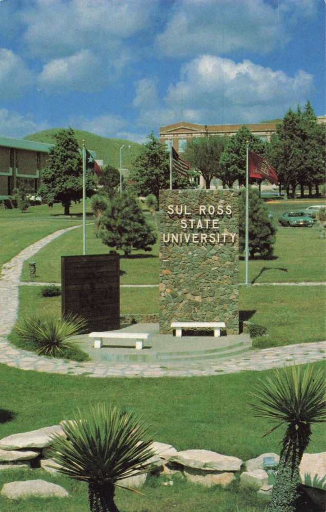 Alpine TX Texas, Sul Ross State University Entrance Sign, Vintage Postcard