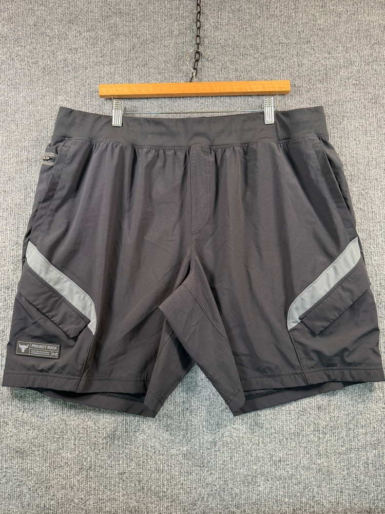 Under Armour Mens Project Rock Woven Cargo Training Shorts XXL Black Lightweight