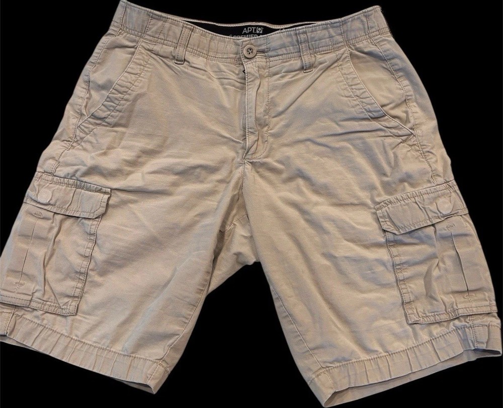 APT. 9 Premier Flex Men’s Cargo Shorts Khaki Size 30 Stretch Cotton Casual