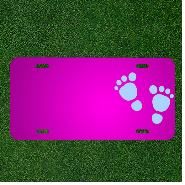 Custom Personalized Car License Plate With Add Names To Foot Prints Foot Feet