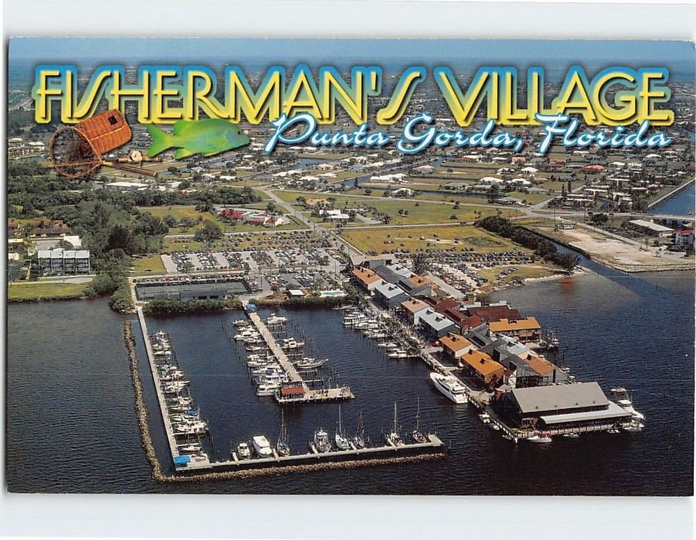 Postcard Aerial View Fisherman's Village Punta Gorda Florida USA