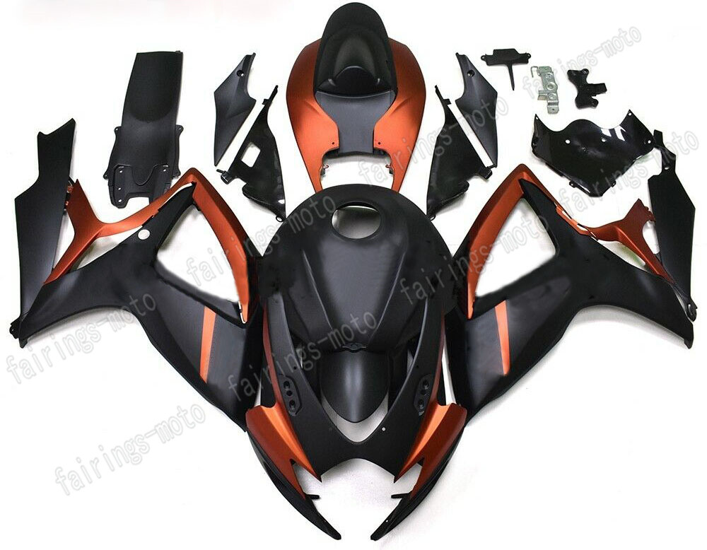 06-07 GSX-R 600 750 K6 ABS Fairing Kit Matte Black Orange Injection Molded