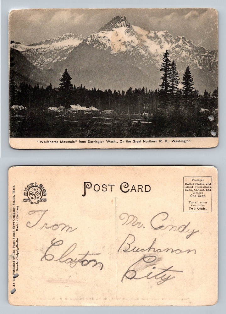 Darrington, WA-Washington, Whitehorse Mtn Great Northern RR Vintage Postcard