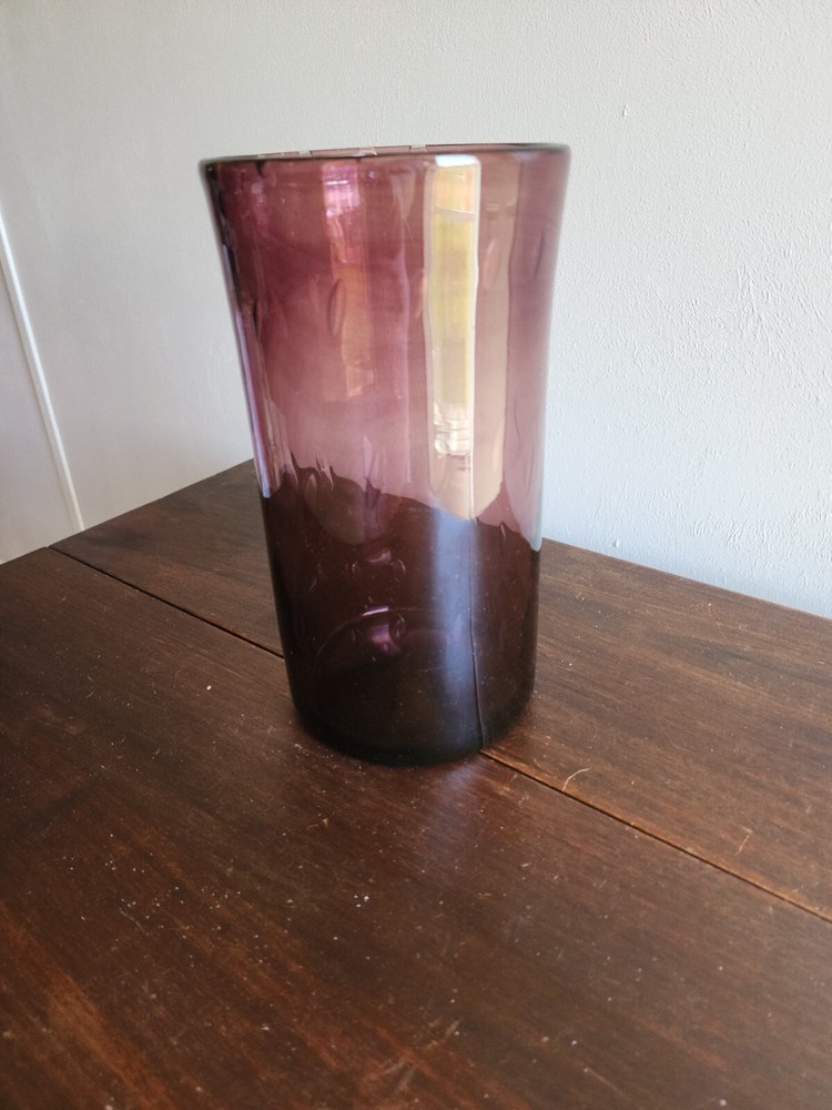 Studio Amethyst Handblown Controlled Bubble Pattern Heavy Thick Glass Vase