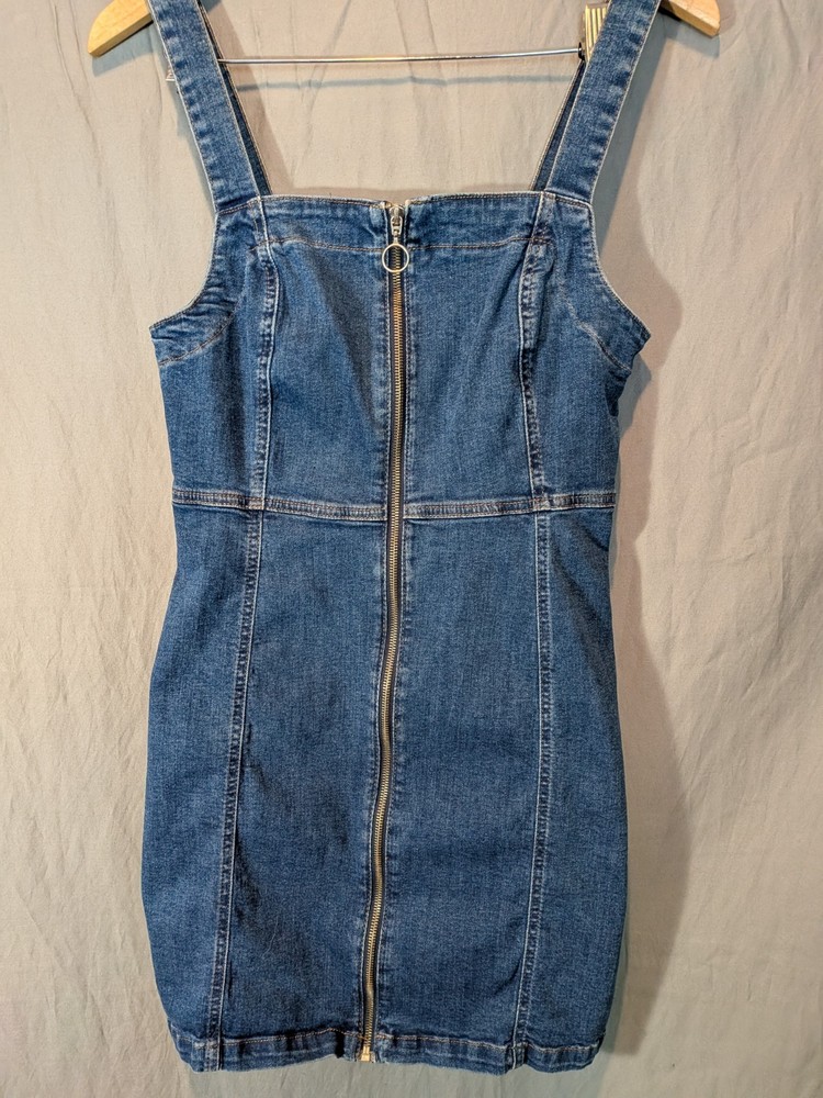 denim company  y2k zip front jean mini dress  size 10