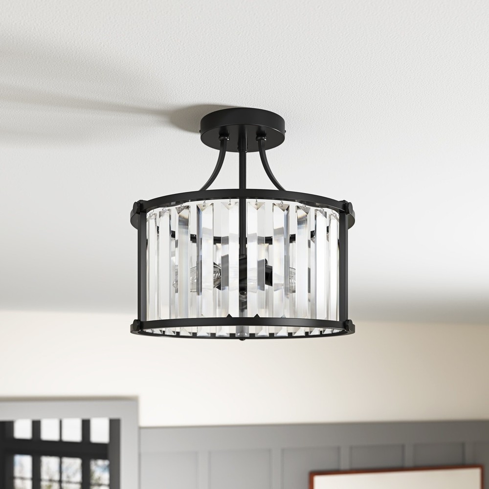 Modern 3-Light Crystal Semi Flush Mount Ceiling Lamp for Elegant Lighting