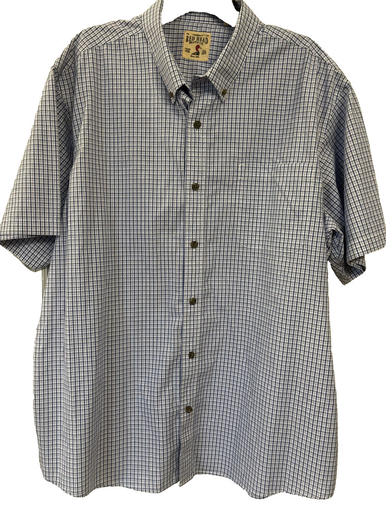 Red Head Brand Co Men's Size 2XL Short Sleeve Shirt Button Up Blue Plaid