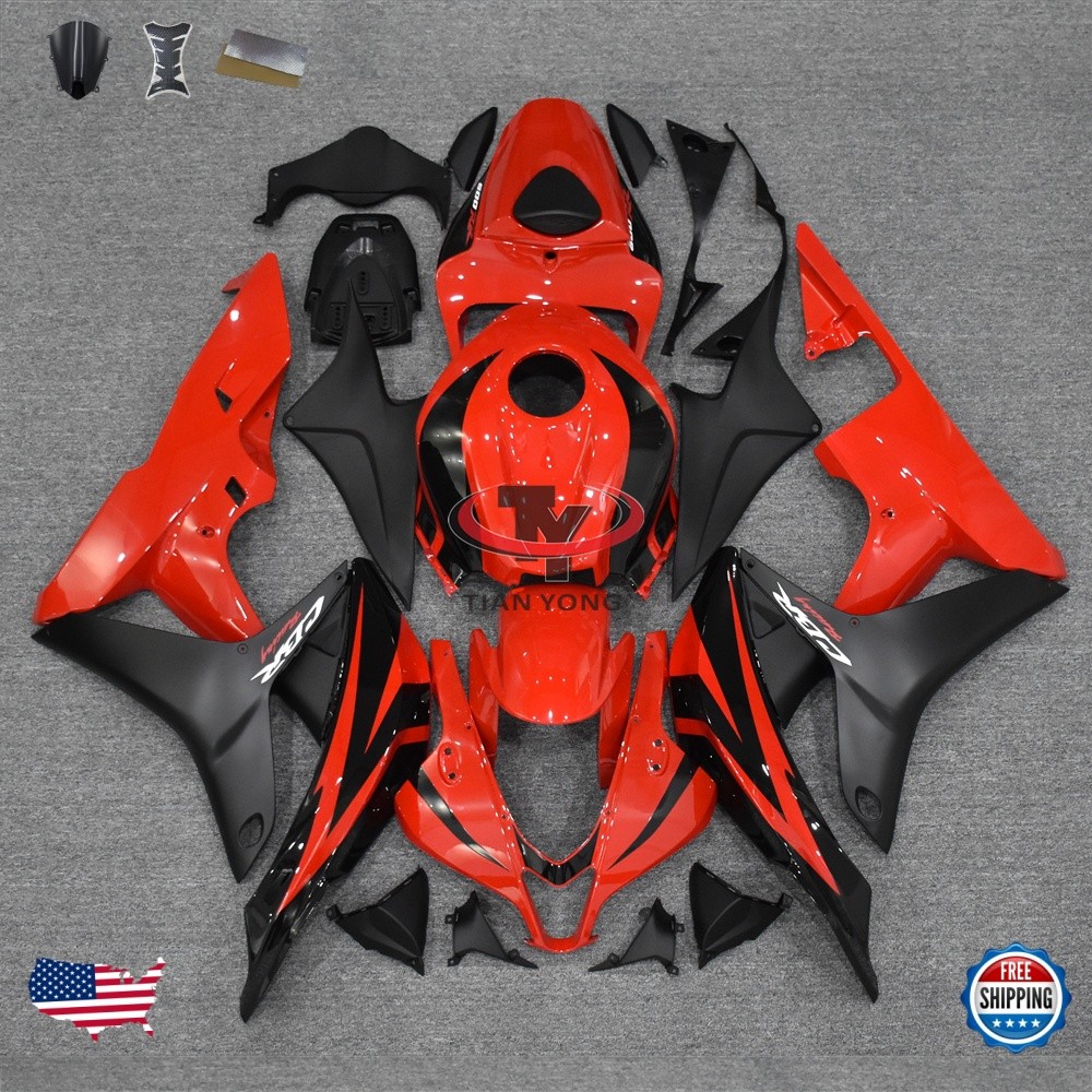 Fit for Honda 2007-2008 CBR600RR Red Black Plastic Injection Fairing Bodywork F5