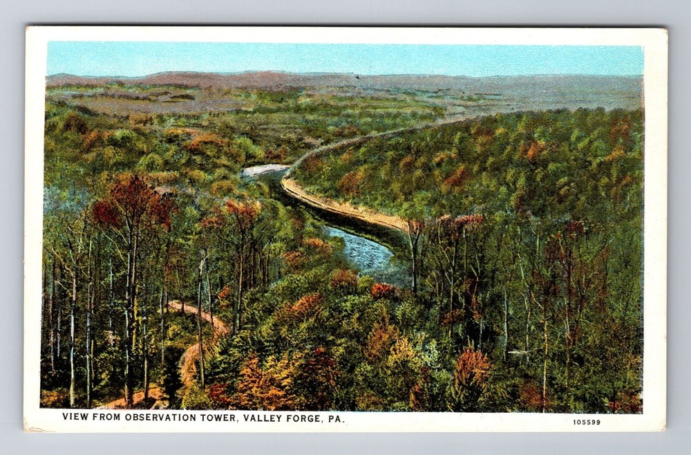 Valley Forge PA-Pennsylvania, View From Observation Tower, Vintage Postcard