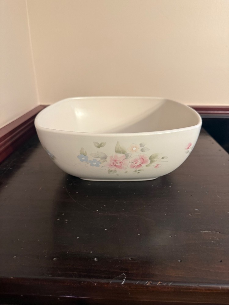 Pfaltzgraff tea rose large square salad serving bowl