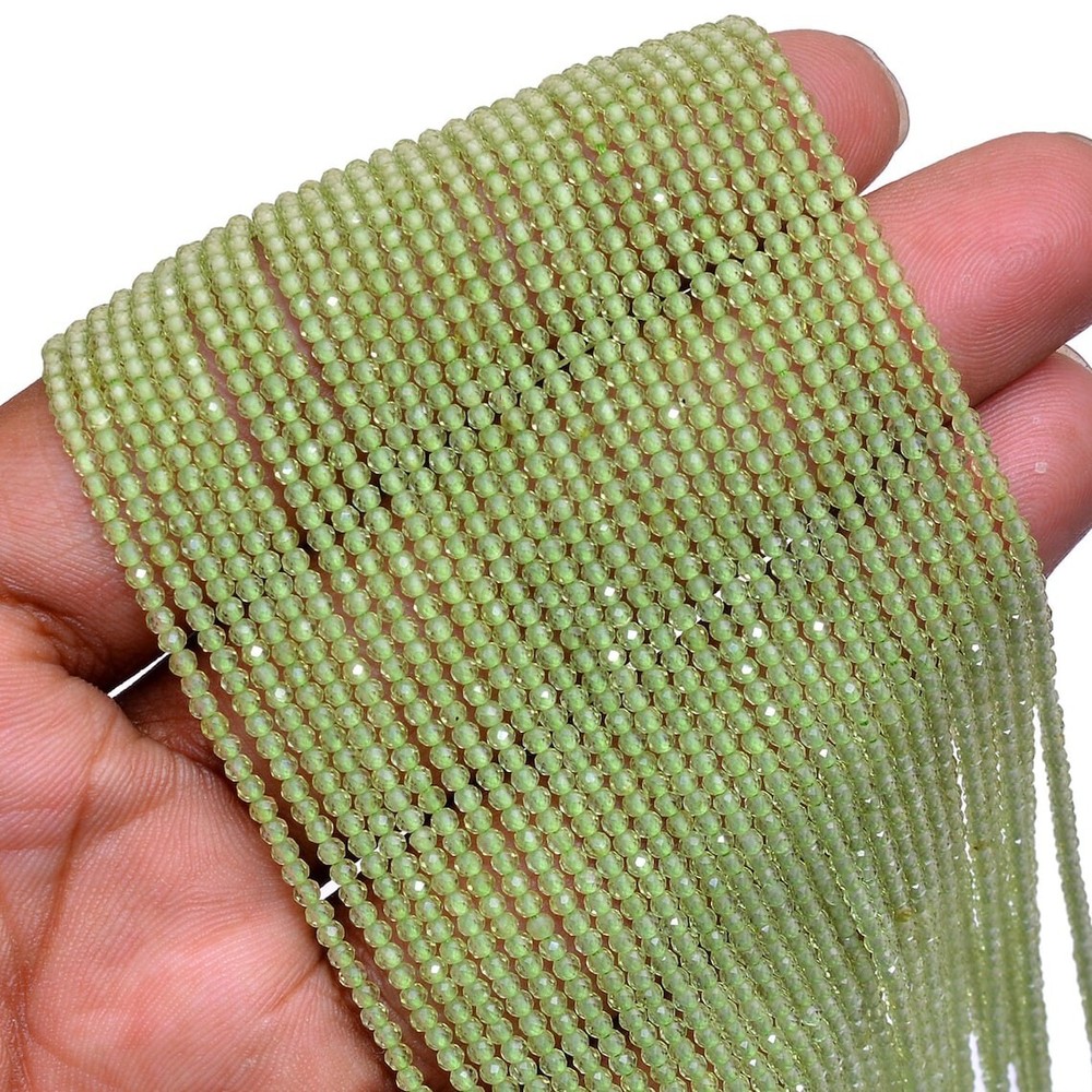 2MM 3MM 2 Strand Green Peridot Tiny Micro Faceted Round Gemstone Loose Beads 12