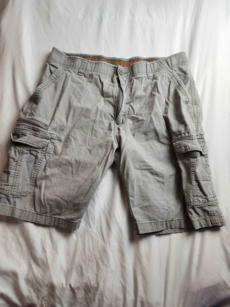 Wear First Mens Gray Ripstop Cargo Shorts Size 38 Stretch Utility Hiking Outdoor