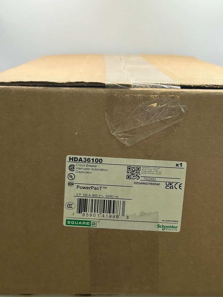 Square D HDA36100, MCCB 100A 3P 600VAC 14kA, Made in Mexico