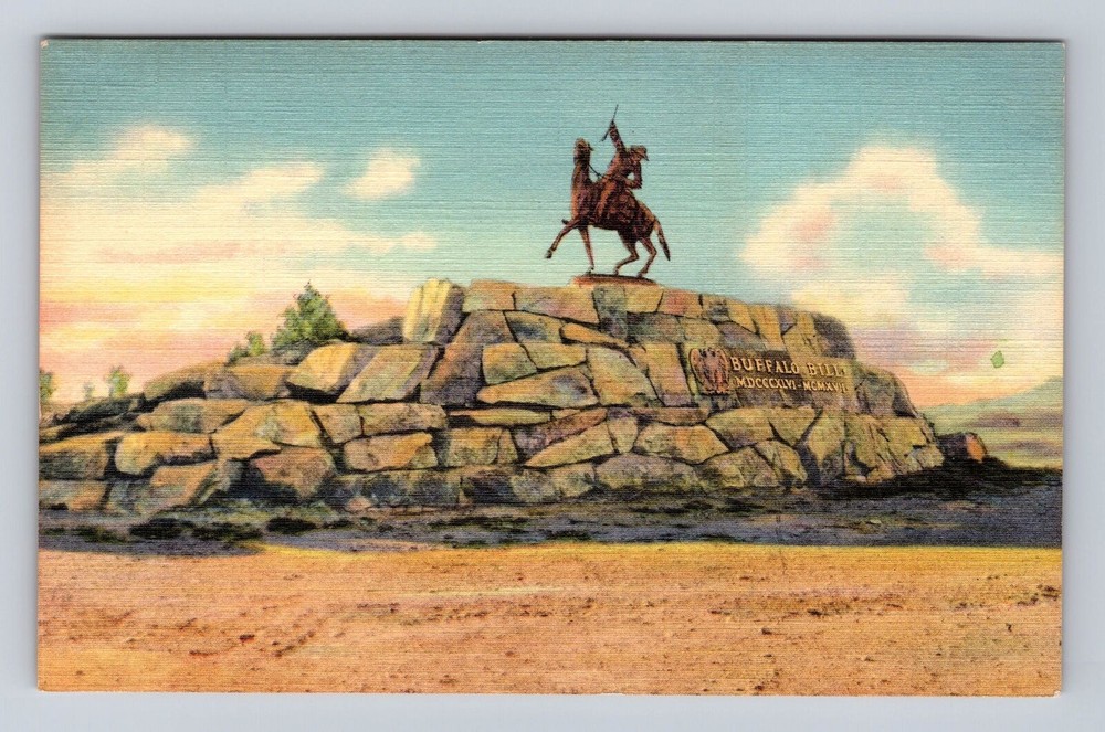 Cody WY-Wyoming, Buffalo Bill Monument, Antique, Vintagecard
