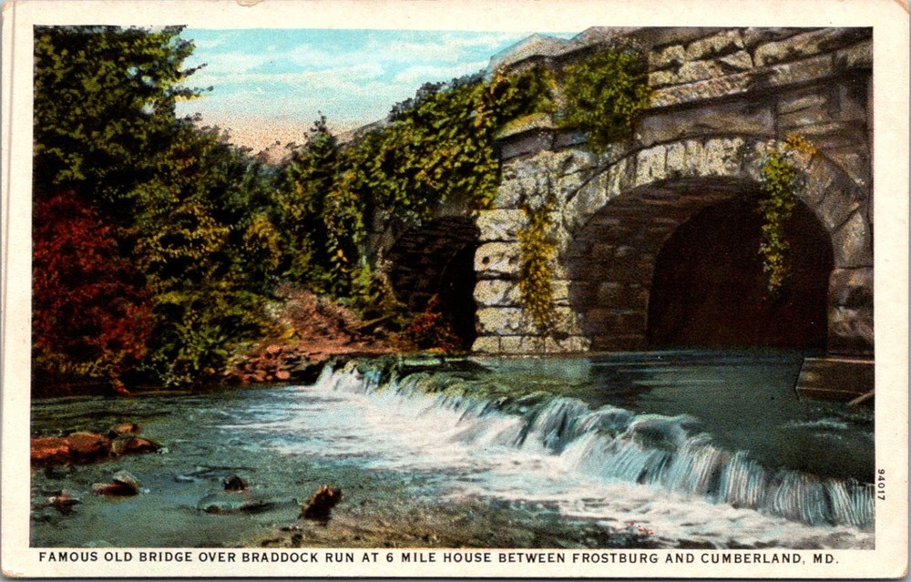 Cumberland MD-Maryland, Old Bridge, Braddock Run, c1927 Antique Vintage Postcard