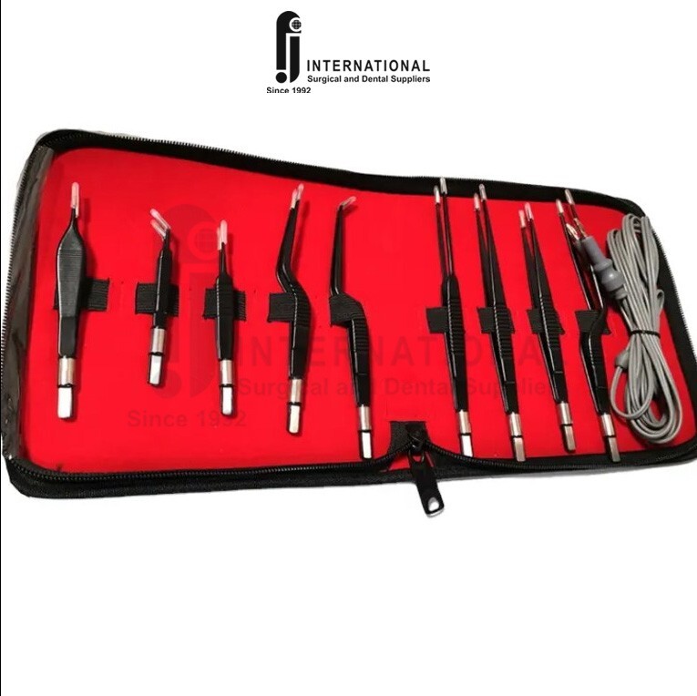 10pcs Non-Stick European Bayonet Bipolar Forceps With Silicon Cable Reusable