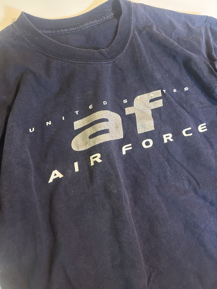 Vintage US Air Force Short Sleeve T-Shirt Navy Logo Soffe Men's Large