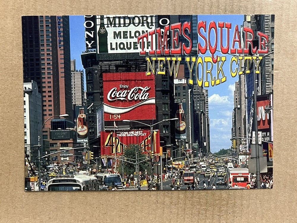 Postcard New York City NY NYC Times Square Coca-Cola Sign Advertising Vintage PC