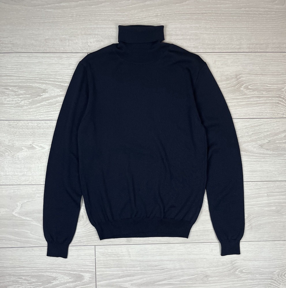 Octobre Editions 100% Merino Wool Tight Knit Turtle Neck Sweater S Size Mens