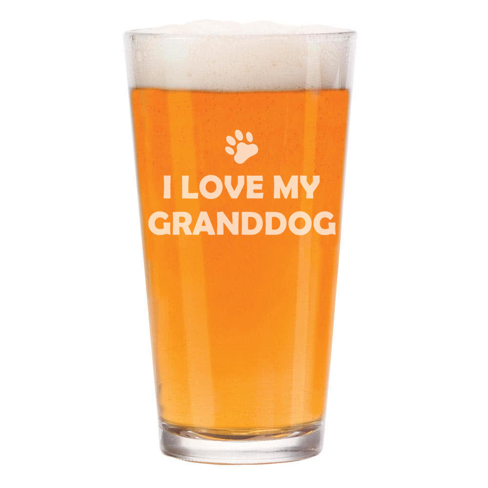 16 oz Beer Pint Glass for Dog Lovers - Grandparent Gift Idea