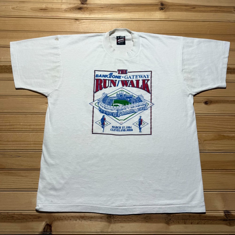 Vintage 1994 Bank One Gateway Run Walk Cleveland Ohio League Park T-Shirt Large