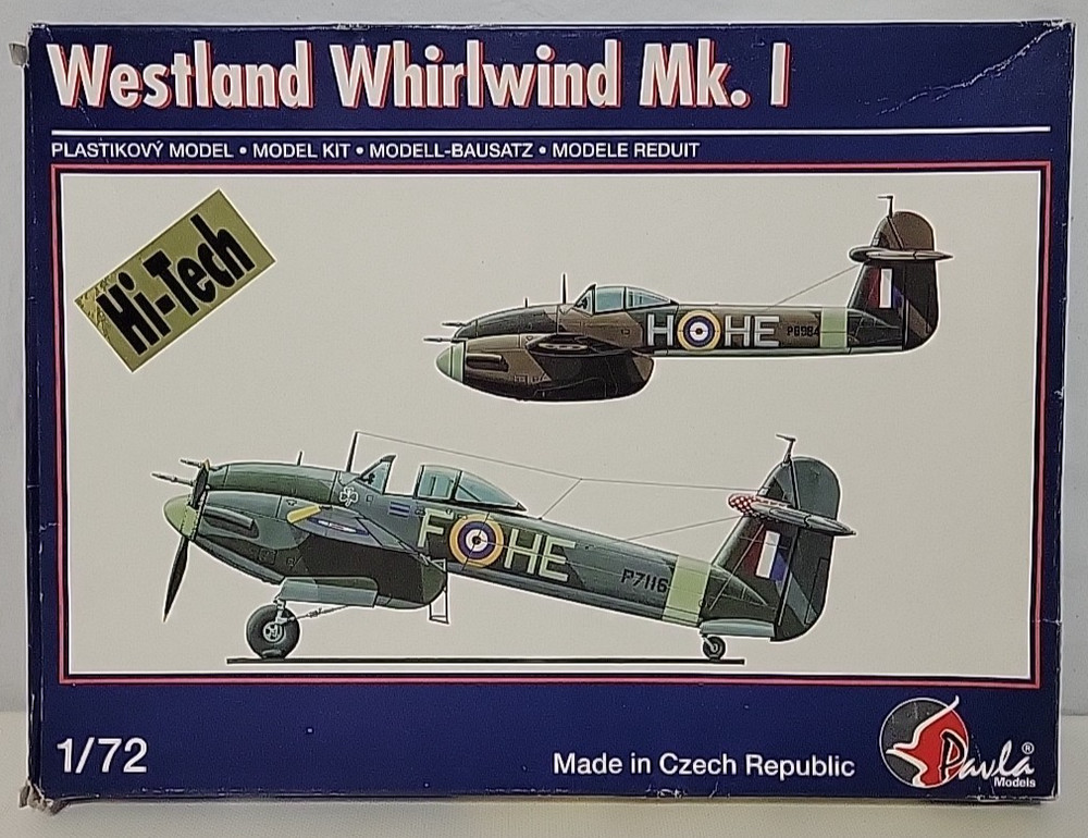 Pavla Models Westland Whirlwind Mk. 1 1/72 Model Kit No. 72037