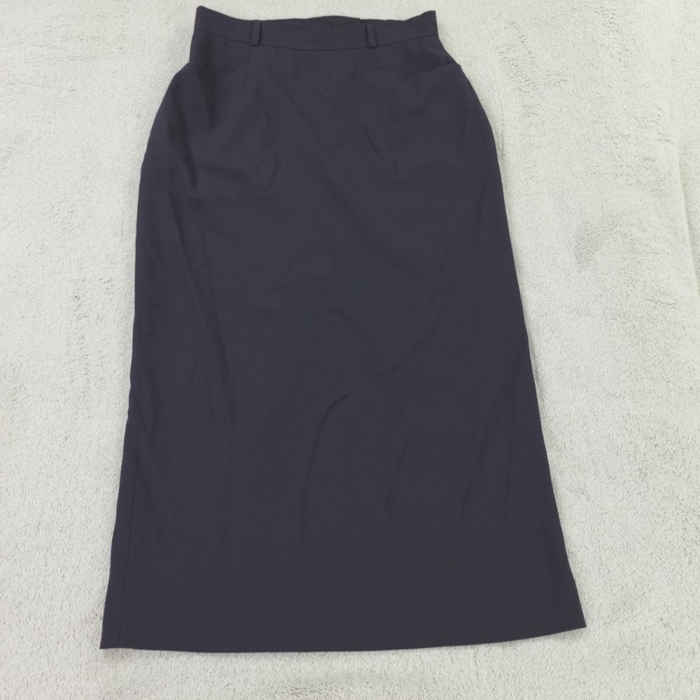 Vintage Ralph Lauren Midi Skirt Womens 12 Petite Black Wool USA Made