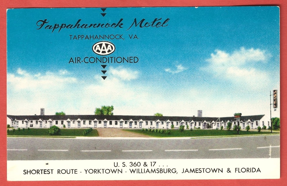 TAPPAHANNOCK MOTEL, TAPPAHANNOCK, VIRGINIA – 1950s Postcard