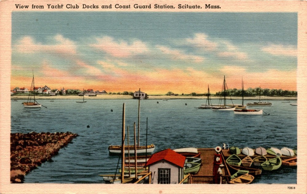 Yacht Club Docks, Coast Guard Station, Scituate, Massachusetts, Postcard