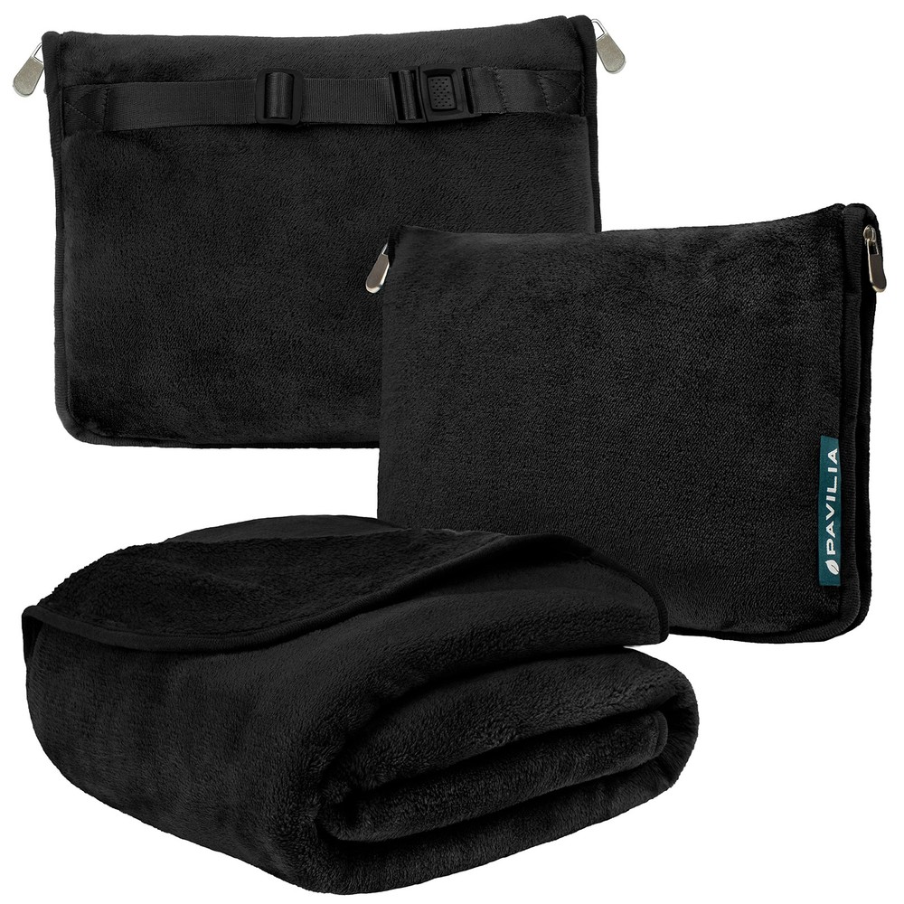 Soft Travel Blanket and Pillow Combo for Airplane Comfort 2-in-1 Set