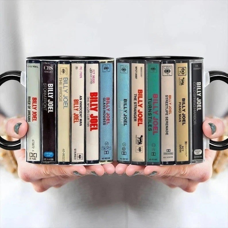 Billy Joel Albums Cassette Retro Collection Accent Mug, Gift Mug