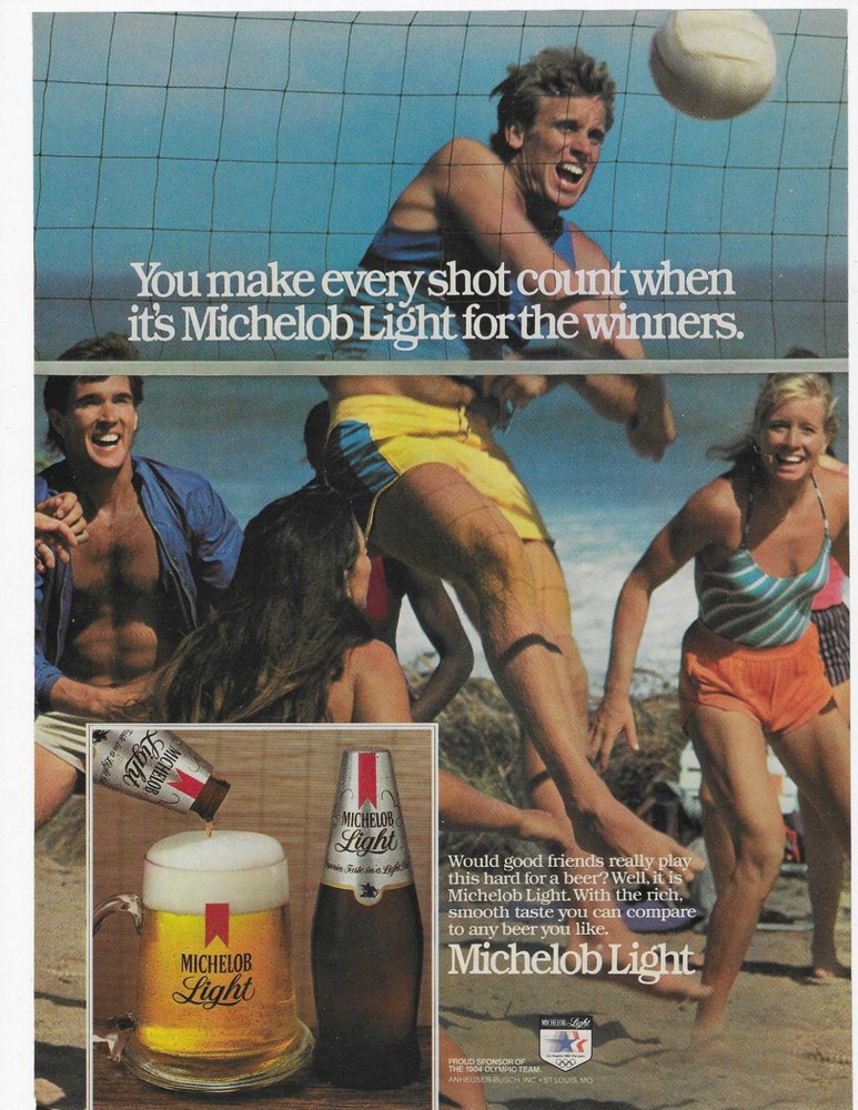 Volleyball  Michelob Light  Original Print Ad