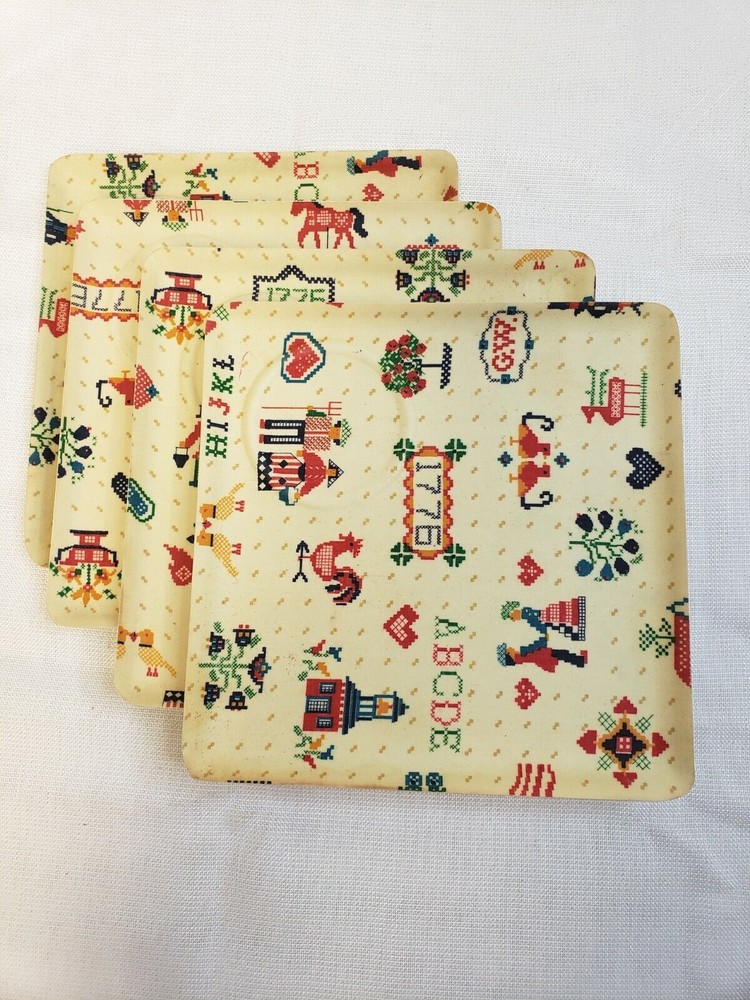 VTG Set Of 4 Melamine 9