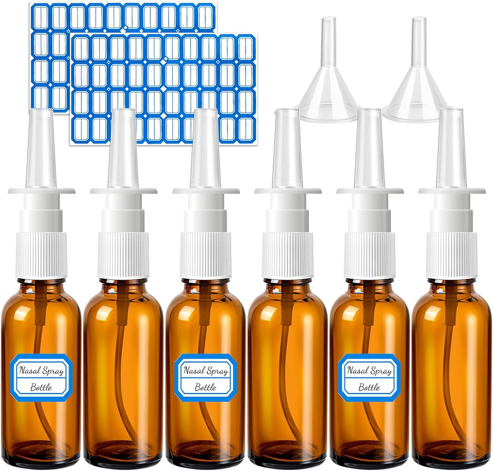 10 Pcs 30ml Nasal Spray Bottles & 6 Pcs Glass Nose Spray Bottles with Fine Mist