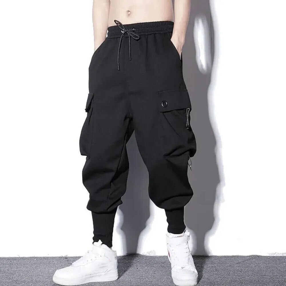 Men Cargo Trouser Hip Hop Outdoor Casual Ankle Length Pant Streetwear Sweatpants