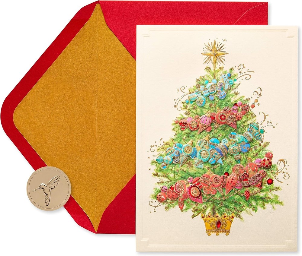Papyrus Christmas Cards Boxed with Envelopes, Peace and Happiness, Christmas Tre