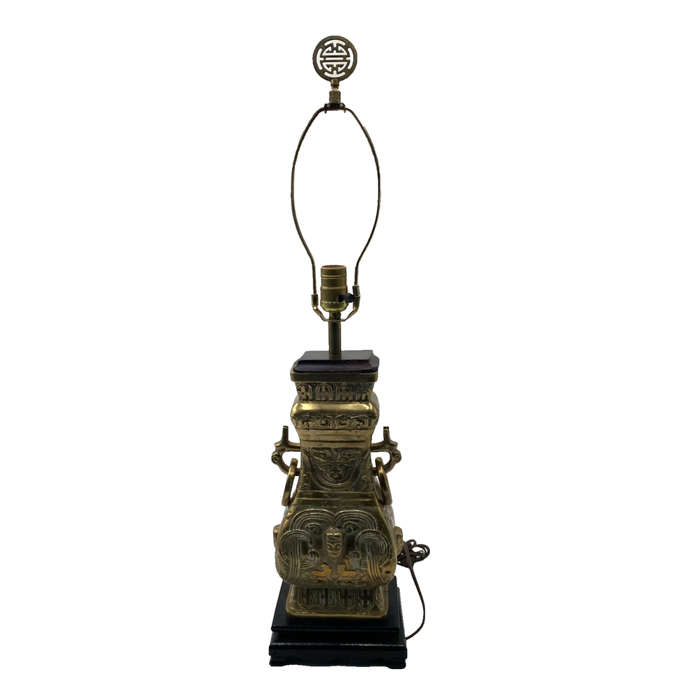 Vintage Original James Mont Style Solid Brass Chinese Chinoiserie Table Lamp